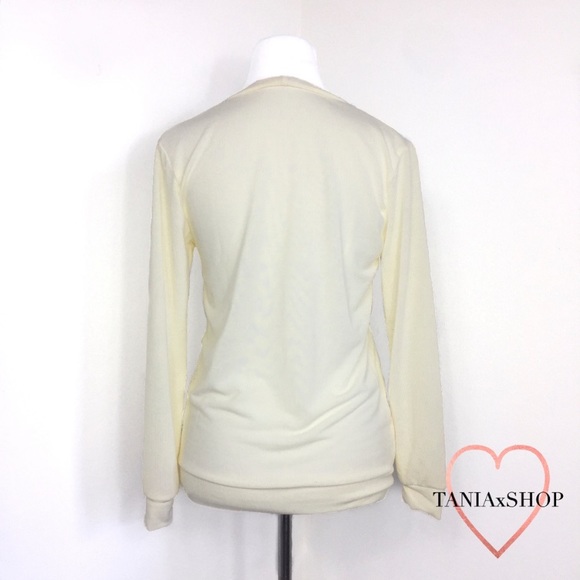 Deep V Cream Long Sleeve - Picture 5 of 8